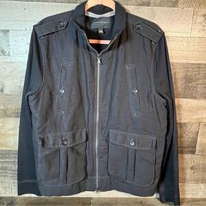 Banana Republic Utility Field Jacket Linen/Cotton Navy Size Large